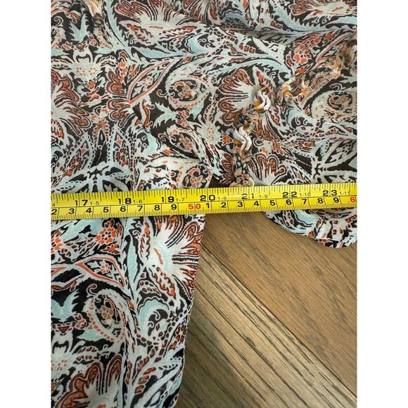 by‎ Anthropologie Printed Paisley Ruffle Blouse V Neck Large - Picture 7 of 8